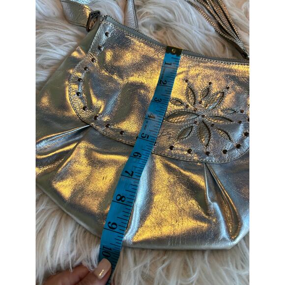 Velez Women's Weare Leather Gold Glitter Evening Tasseled Crossbody‎ Handbag - Picture 12 of 12